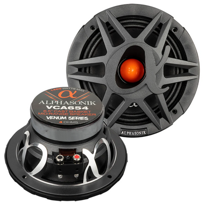 Alphasonik VCA654 6.5" 1400W Max 4-Ohm Car Audio Mid-Range Speakers (Pair)