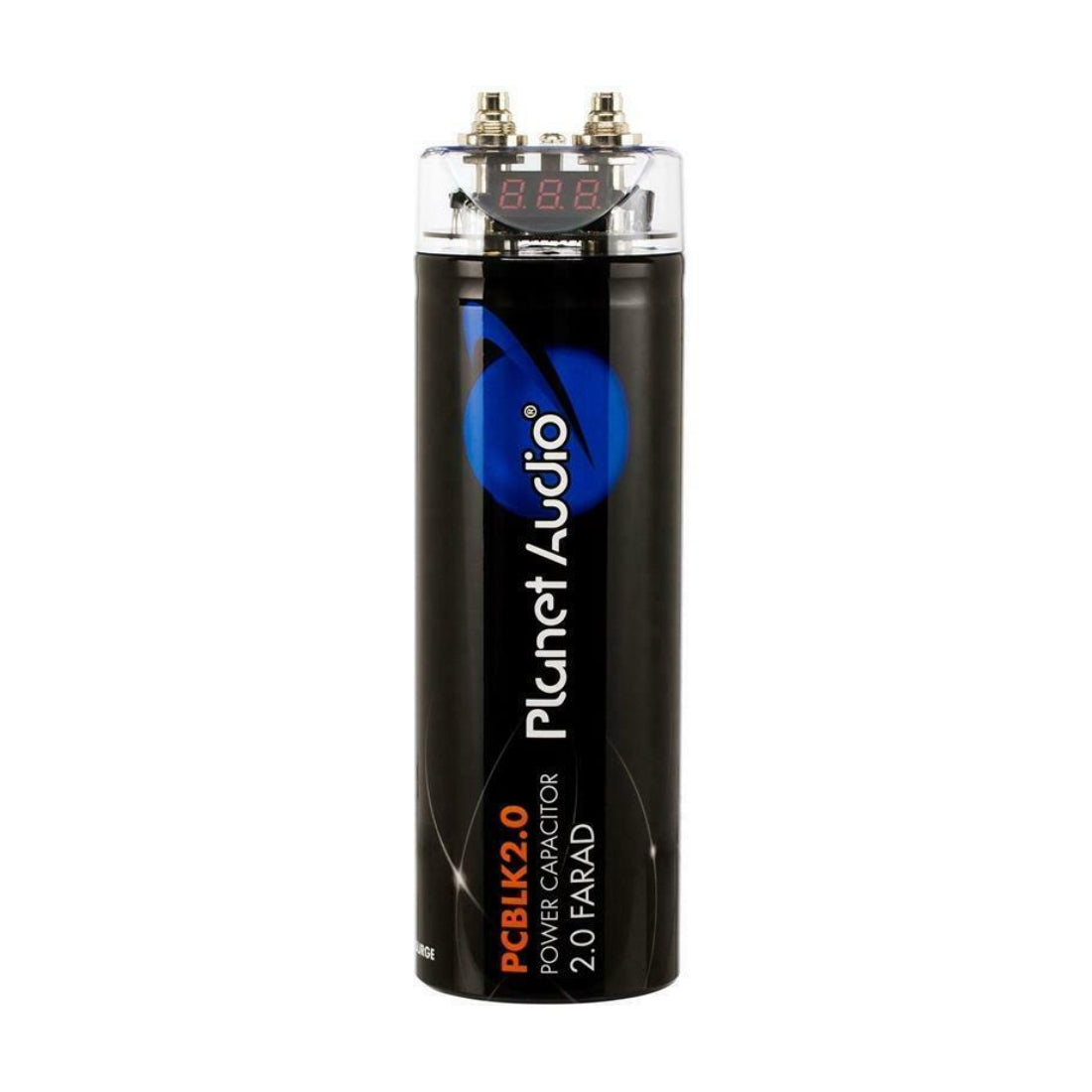 Planet Audio PCBLK2.0 Black 2 Farad Power Capacitor with Digital Voltage Display