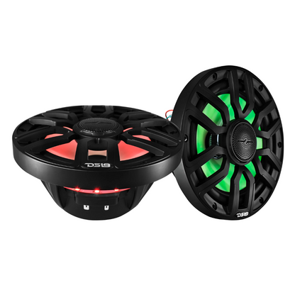 DS18 NXL-IQ8/BK 8" 2-Way 350W Max Marine Speakers w/ Digital LED Lights (Black)
