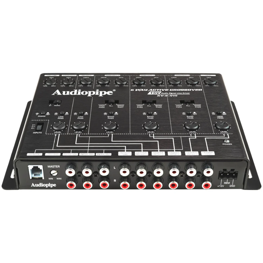 Audiopipe XV-6-V15 6-Way Car Audio Active Crossover w/ Remote Bass Level Control