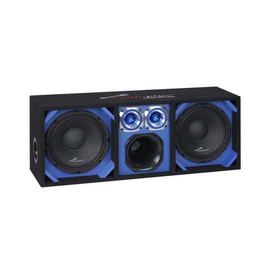 Audiopipe AP-CHU-1028BLU Dual 10" Vented Sub Enclosure w/ 6" Driver 4" Tweeters