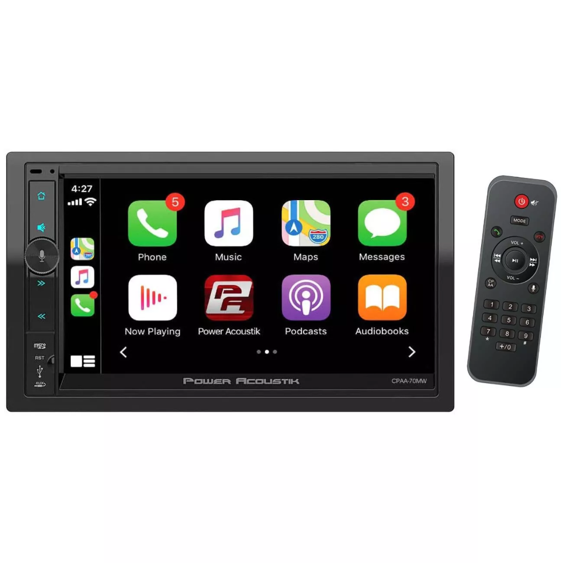 Power Acoustik CPAA70MW 7" 2-DIN Receiver w/ Wireless Apple CarPlay/Android Auto