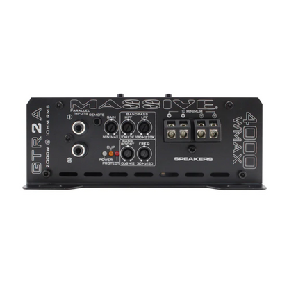 Massive Audio GTR2A 1-CH Monoblock 4060W Peak 1-Ohm Stable Class-D Car Amplifier