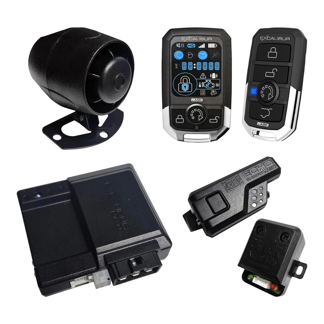 Omega Excalibur AL-1880-3D 2-Way Alarm Keyless Entry 3-Color LCD Remote Start