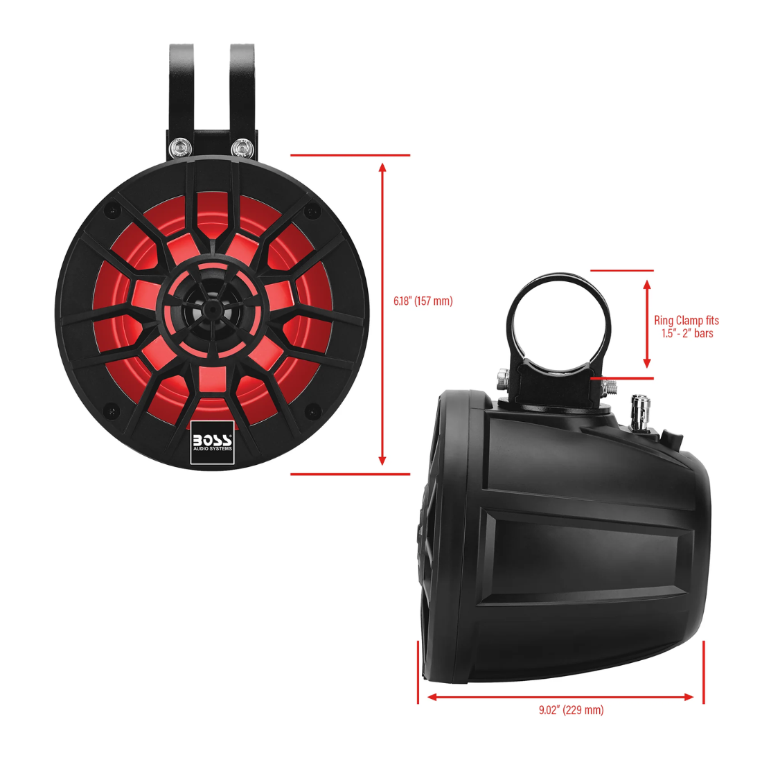 Boss Audio B6RGB 6.5" Marine Roll Cage ATV/UTV Waketower Bluetooth Speaker Pods