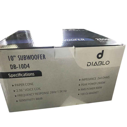 Diablo DB-10D4 10" 2800W Peak Dual 4-Ohm Voice Coil DVC Car Audio Subwoofer