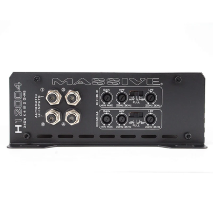 Massive Audio H12004 4-Channel 200W RMS x 4 @ 4-Ohm Full-Range Digital Amplifier