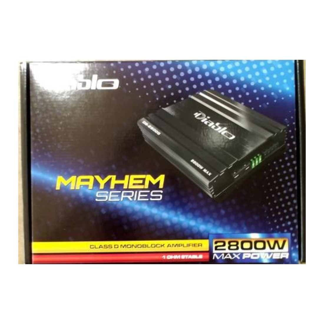 Diablo DB-2800D 1-CH Monoblock 2800W Max Class-D 1-Ohm Stable Car Amplifier