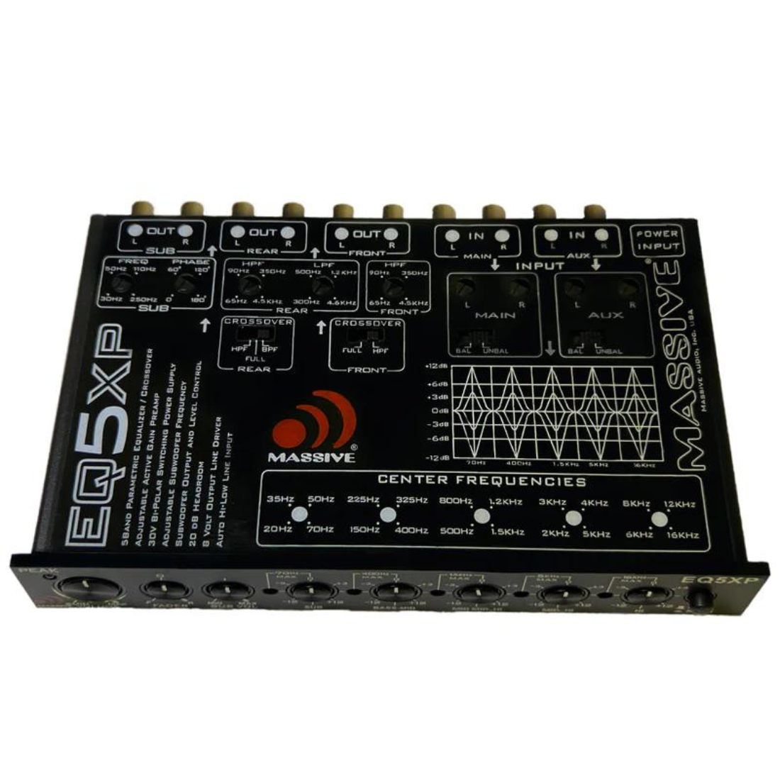 Massive Audio EQ5XP 1/2-DIN Car Audio 5 Band Parametric Equalizer / Crossover