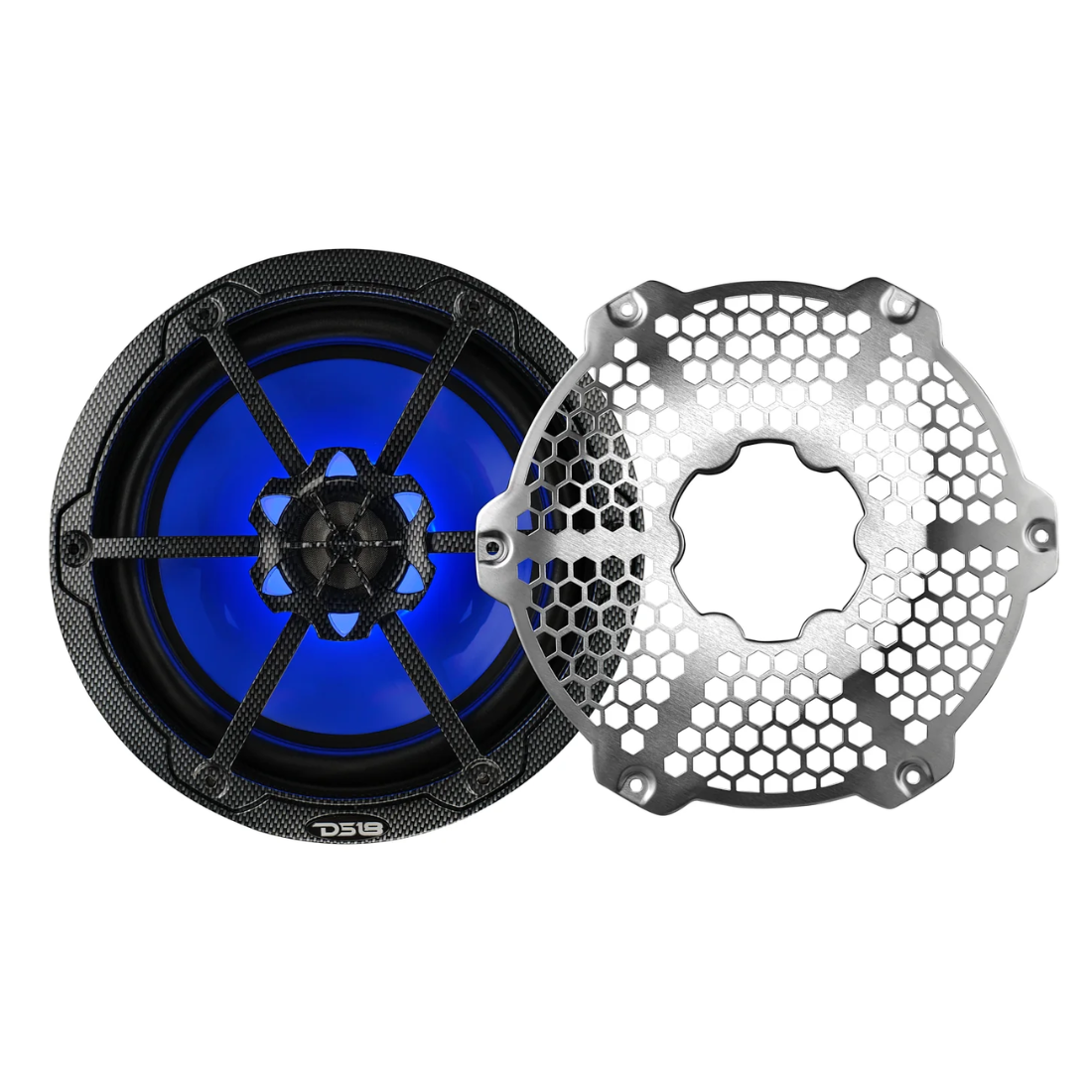 DS18 CF-8M 8" 2-Way 125W RMS 4-Ohm Marine Coaxial Speakers w/ RGB LED Lights