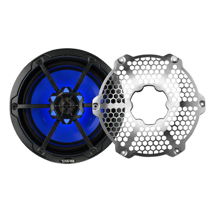 DS18 CF-8M 8" 2-Way 125W RMS 4-Ohm Marine Coaxial Speakers w/ RGB LED Lights