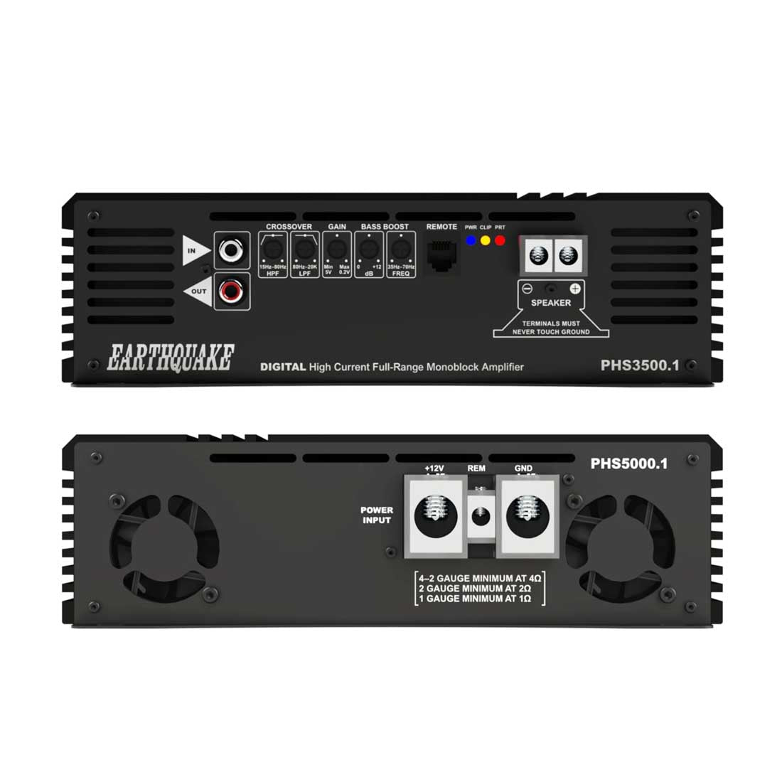 Earthquake Sound PHS5000.1 Monoblock 5500W RMS Class-D 1-Ohm Stable Amplifier