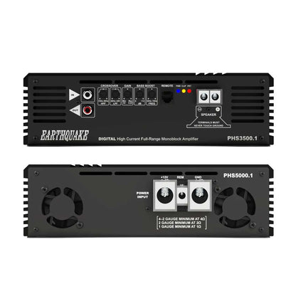 Earthquake Sound PHS5000.1 Monoblock 5500W RMS Class-D 1-Ohm Stable Amplifier