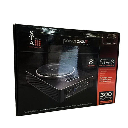 PowerBass STA-8 8" 300 W Max Single Amplified Car Under-Seat Subwoofer Enclosure