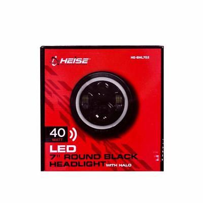 Heise HE-BHL702 7" Round 4 CREE LED Motorcycle Headlight w/ Halo - Black Front