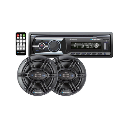 Blaupunkt Omaha206 Car In-Dash CD & MP3 Receiver with Pair 6.5" 4-Way Speaker Bundle