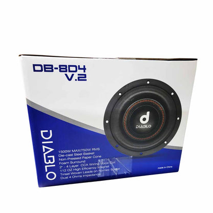 Diablo DB-8 D4 V.2 8" 1500W Max Dual 4-Ohm Voice Coil DVC Car Audio Subwoofer