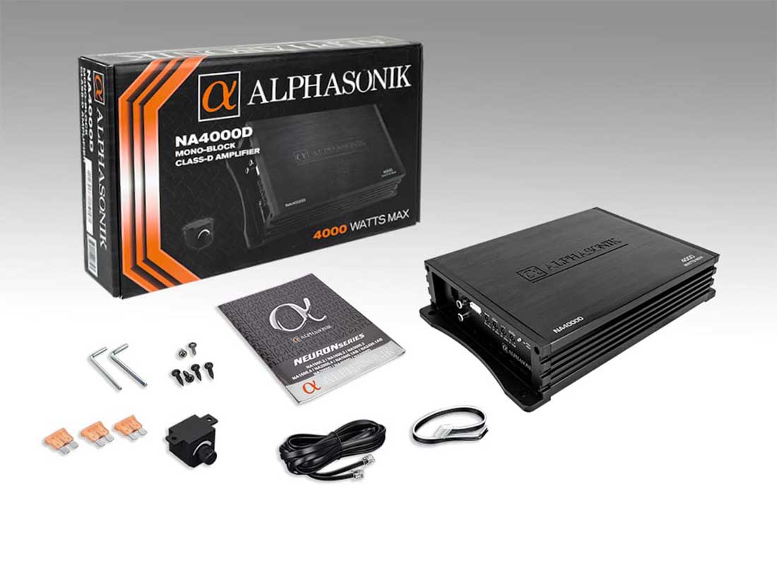 Alphasonik NA4000D  Monoblock 4000W Max Class-D Car Amplifier w/ Remote Bass Knob