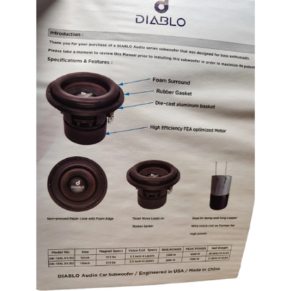 Diablo DB-15XL D2 15" 7000W Peak Dual 2-Ohm Voice Coil DVC Car Audio Subwoofer