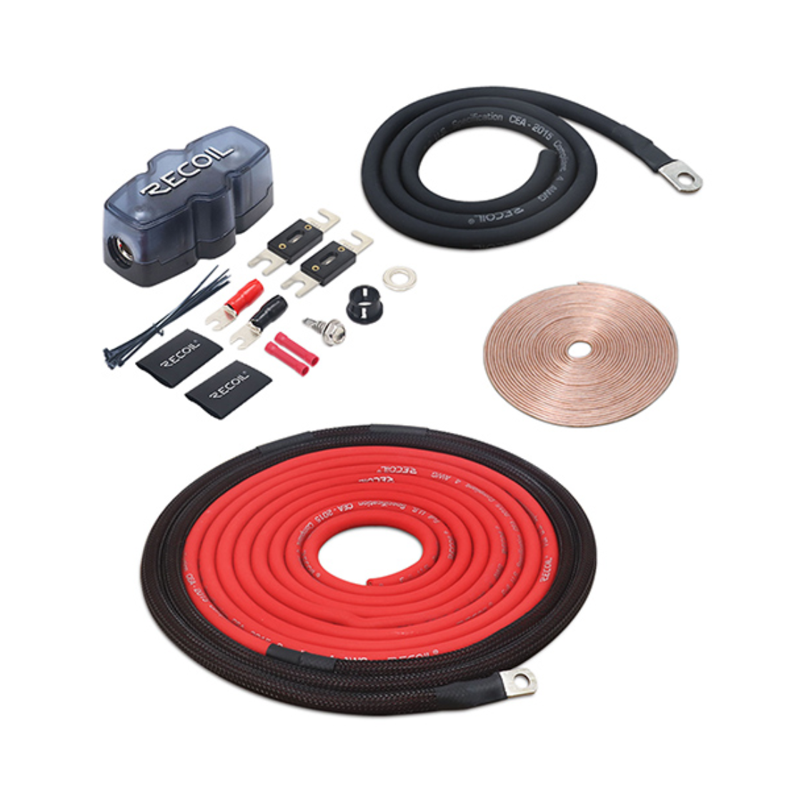 Recoil Audio PPK0 True 0 Gauge 99.99% Oxygen Free Copper Installation Wiring Kit