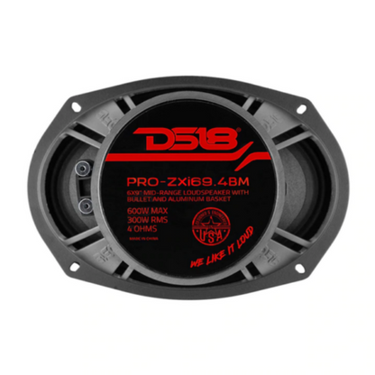 DS18 PRO-ZXI694BM 6" x 9" 600W Max 4-Ohms Car Audio Midrange Bullet Loudspeaker