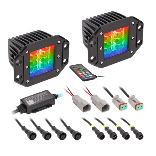 Heise HE-CHASE-FCLKT Flush Mount Addressable Chasing LED Cube Lights (Pair)