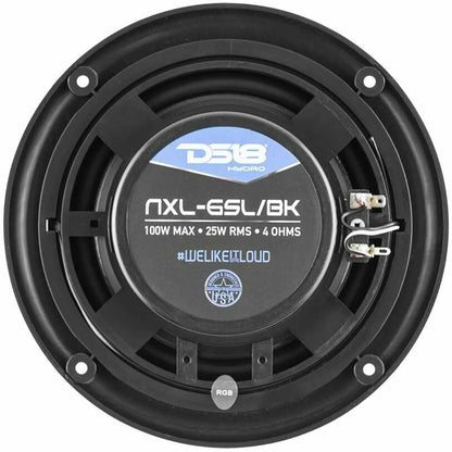 DS18 NXL-6SL/BK HYDRO 6.5" 100W Max 2-Way 4-Ohms Marine Slim Speaker (Black)
