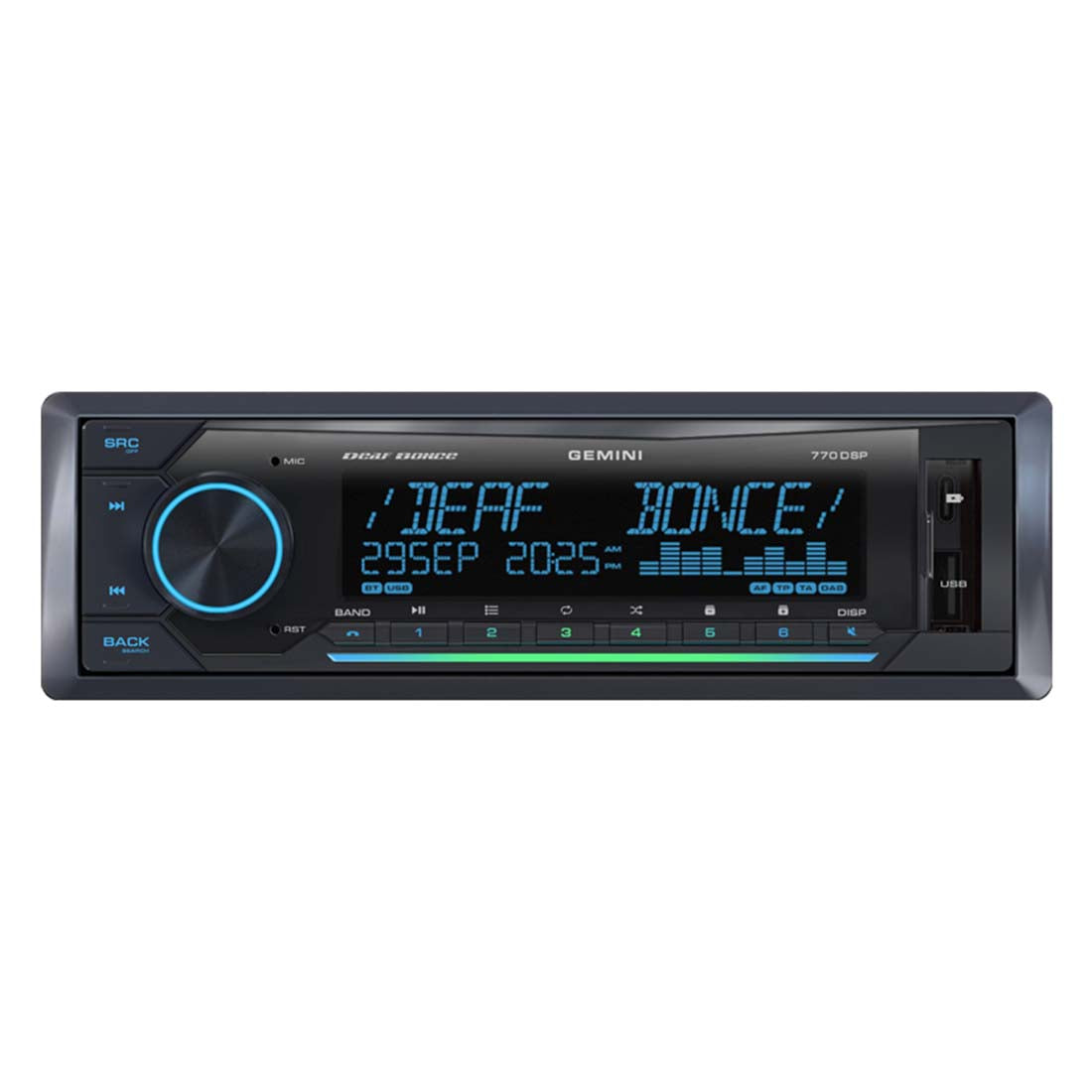 Deaf Bonce GEMINI 770DSP 1-DIN Bluetooth Digital Media Receiver w/ Built-in DSP
