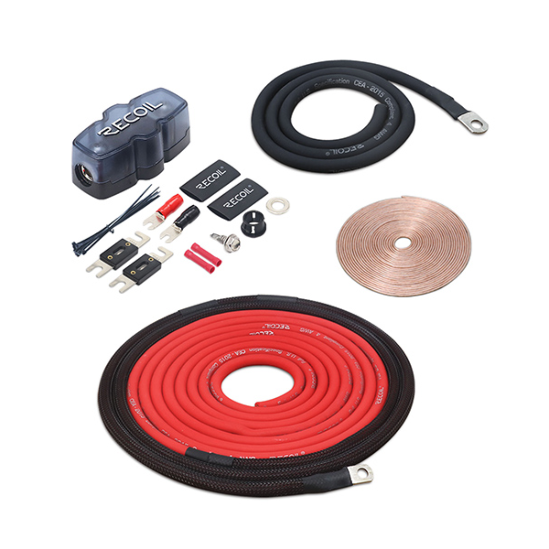 Recoil Audio PPK4 True 4 Gauge 99.99% Oxygen Free Copper Installation Wiring Kit