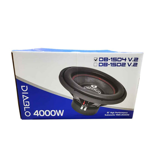 Diablo DB-15D4 V2 15" 4000W Max Dual 4-Ohm Voice Coil DVC Car Audio Subwoofer