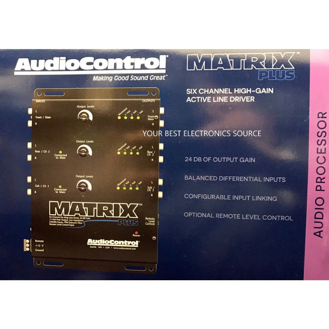 AudioControl MATRIX PLUS BLACK 6-Channel Line Driver