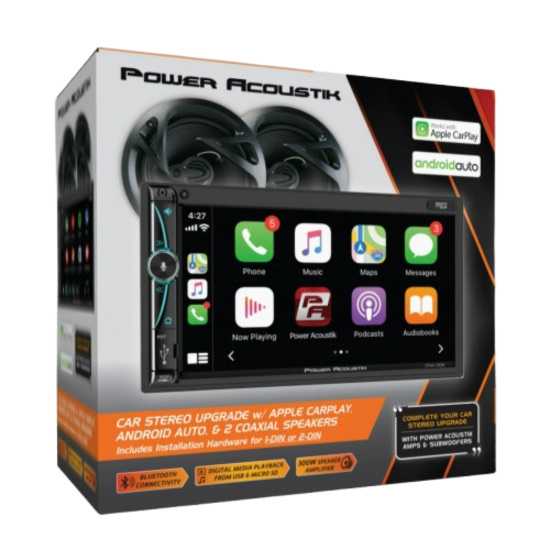 Power Acoustik WMH7-S1 7" Multimedia Receiver & 2x 6.5" Coaxial Speakers Bundle