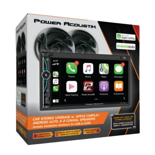 Power Acoustik WMH7-S1 7" Multimedia Receiver & 2x 6.5" Coaxial Speakers Bundle