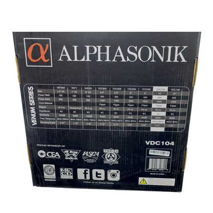 Alphasonik VDC104 10" 2000W Max 4-Ohm Car Audio Mid-Range Speaker with Grille