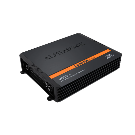 Alphasonik V600.4 4-Channel 1200W Max Class-AB Bridgeable Car Audio Amplifier