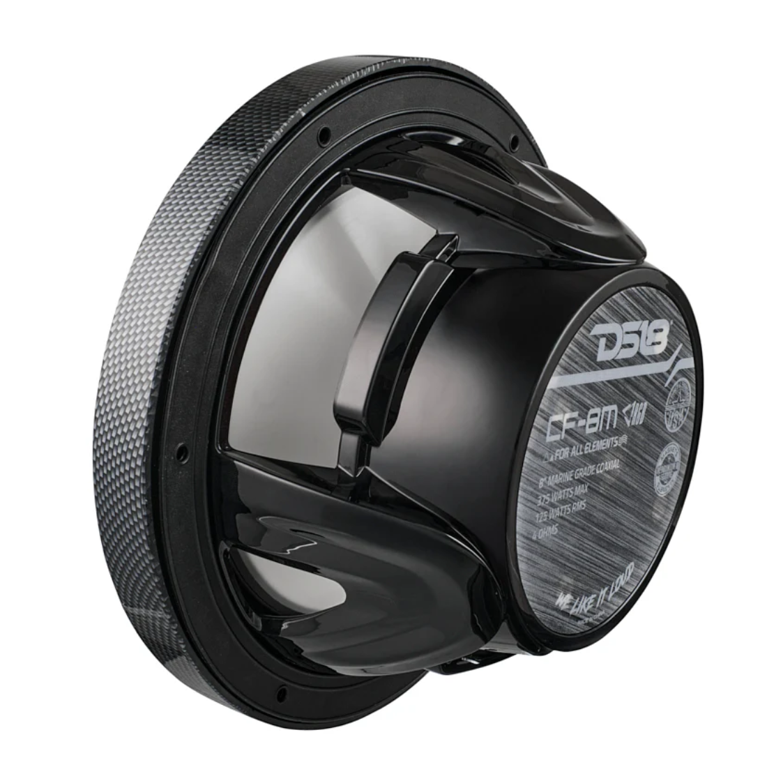 DS18 CF-8M 8" 2-Way 125W RMS 4-Ohm Marine Coaxial Speakers w/ RGB LED Lights