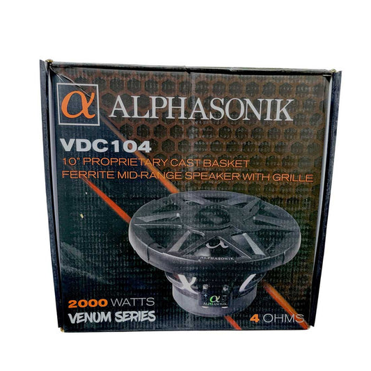 Alphasonik VDC104 10" 2000W Max 4-Ohm Car Audio Mid-Range Speaker with Grille