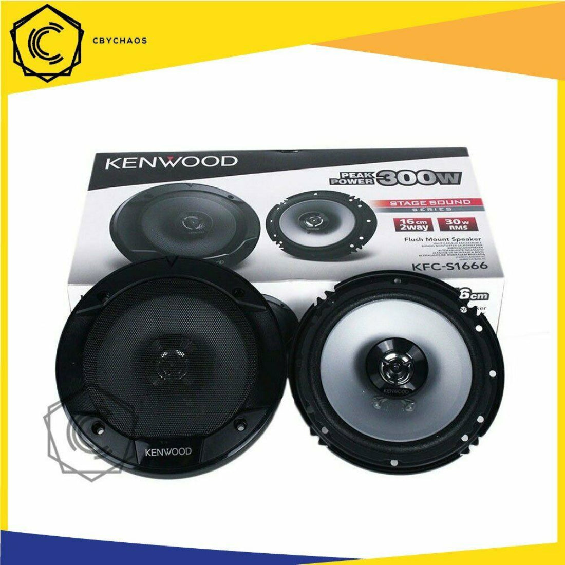 Kenwood KFC-S1666 6.5" Stage Sound Series 2-Way 300Watts Coaxial Car Speakers