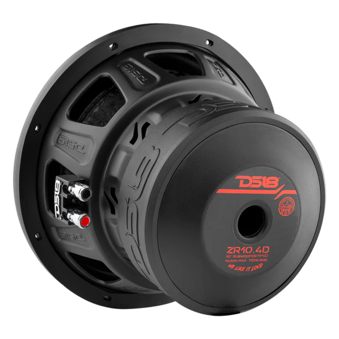 DS18 ZR10.4D 10" 1400W Max Dual 4-Ohm Voice Coil DVC Car Audio Subwoofer