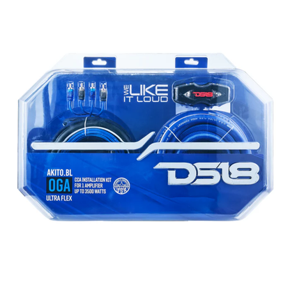 DS18 AKIT0.BL 0-Gauge Amplifier Installation Wiring Kit Up to 3500W RMS (BLUE)