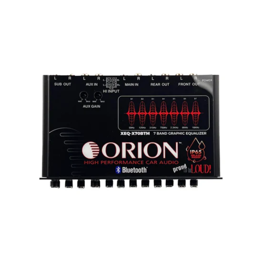 Orion XEQ-X70BTM 1/2-DIN IPX5 Marine Ready 7-Band Graphic Equalizer w/ Bluetooth