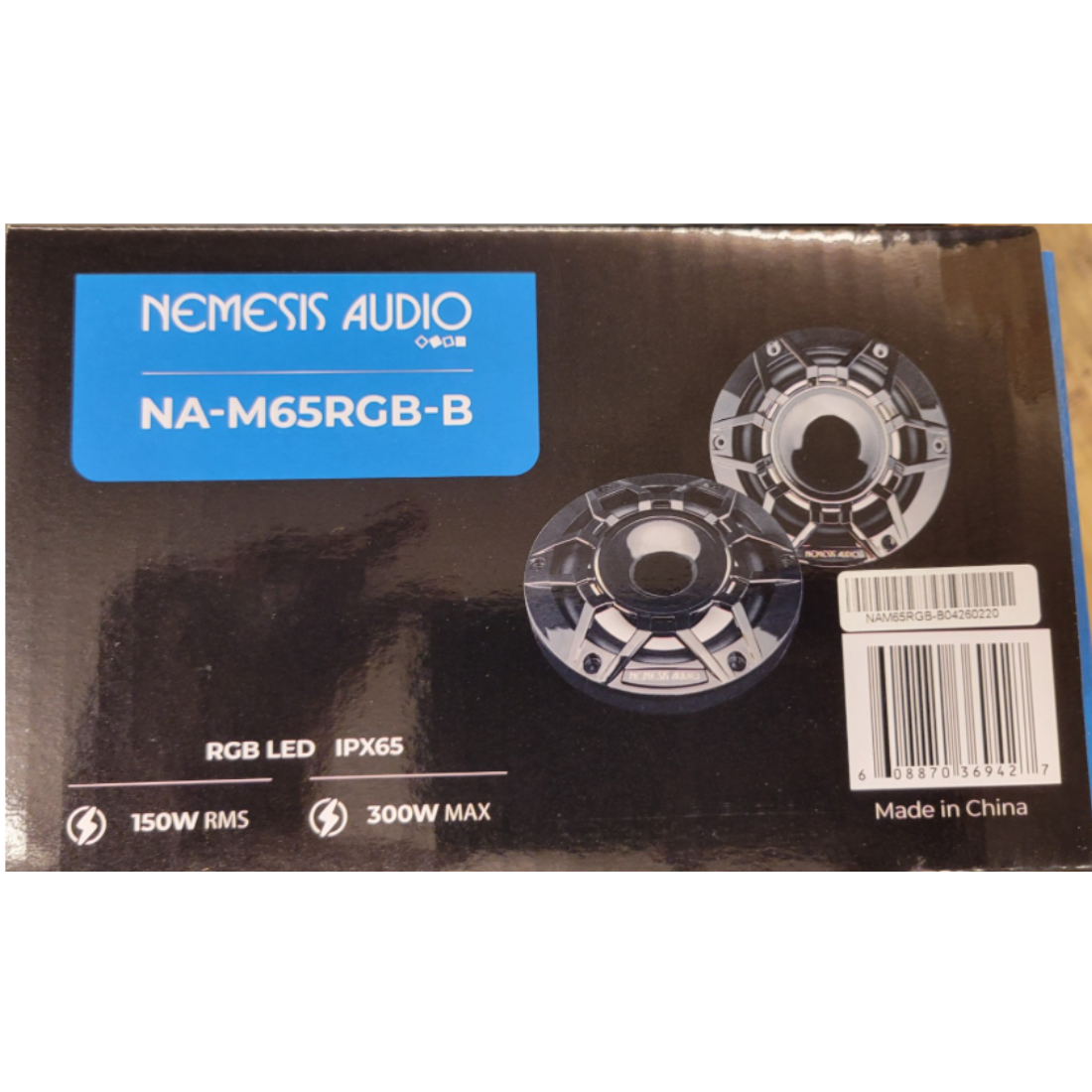 Nemesis Audio NA-M65RGB-B 6.5" 2-Way 300W Max Marine Speakers w/ RGB LED (Black)