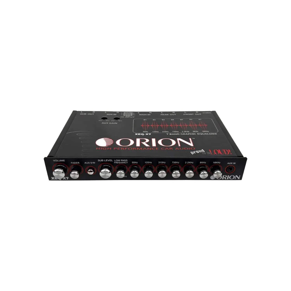 Orion XEQ-X7 7-Band Graphic Equalizer with Front AUX Input & Subwoofer Control