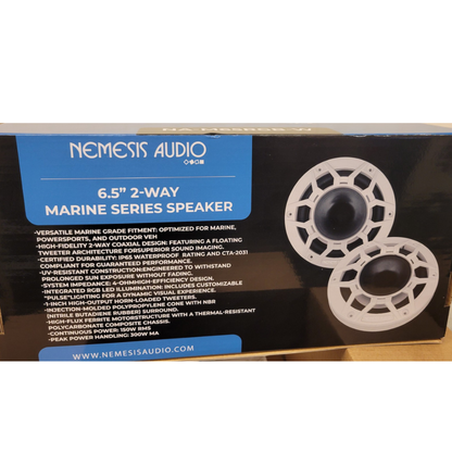 Nemesis Audio NA-M65RGB-W 6.5" 2-Way 300W Max Marine Speakers w/ RGB LED (White)
