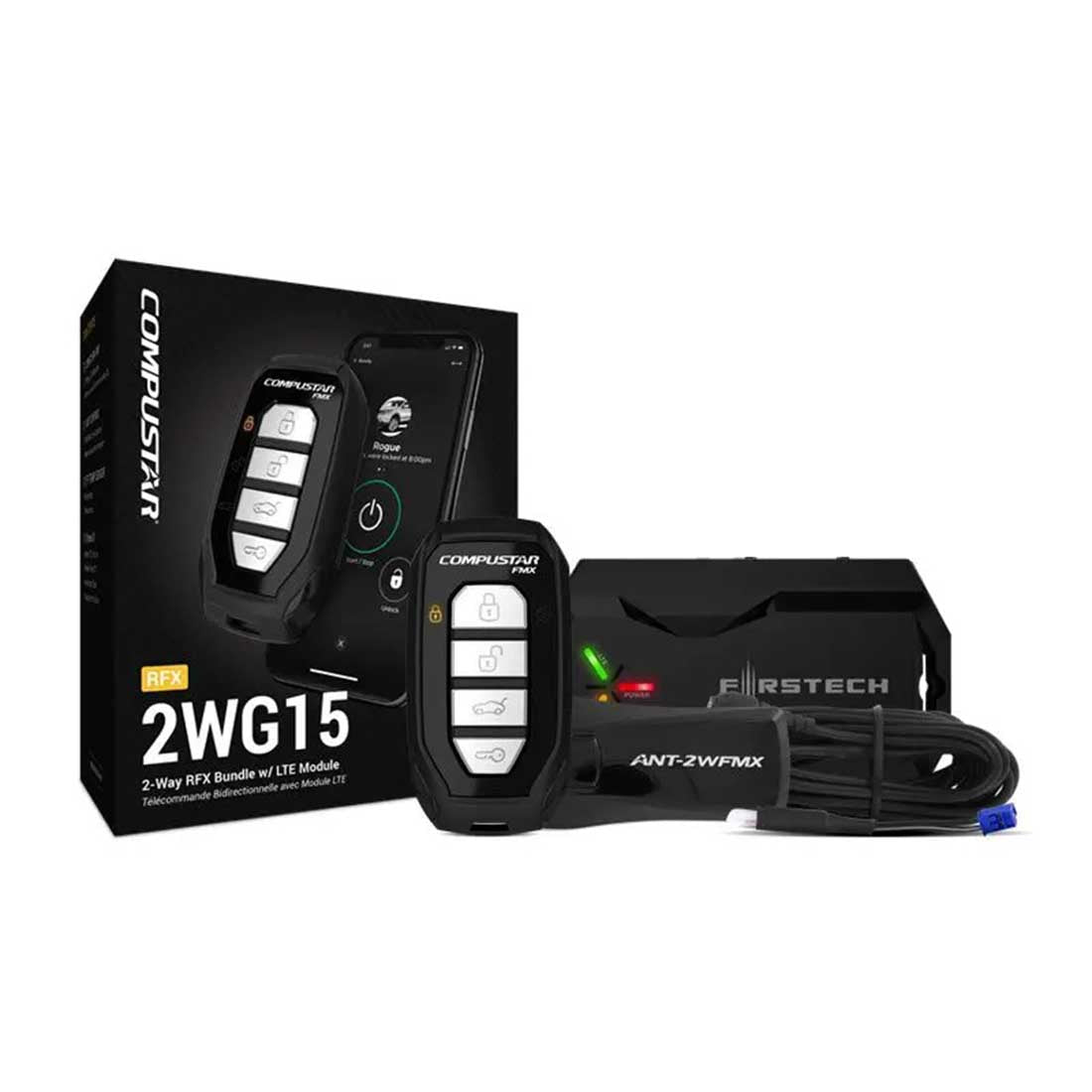 Compustar RFX-2WG15-FM 2-Way 4-Button 3000′ Max Range RFX Bundle w/ LTE Module