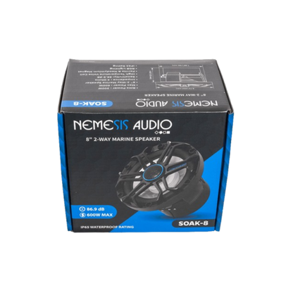 Nemesis Audio SOAK-8 8" 2-Way 600W Max 4-Ohm IP65 Marine Speaker w/ RGB (Single)