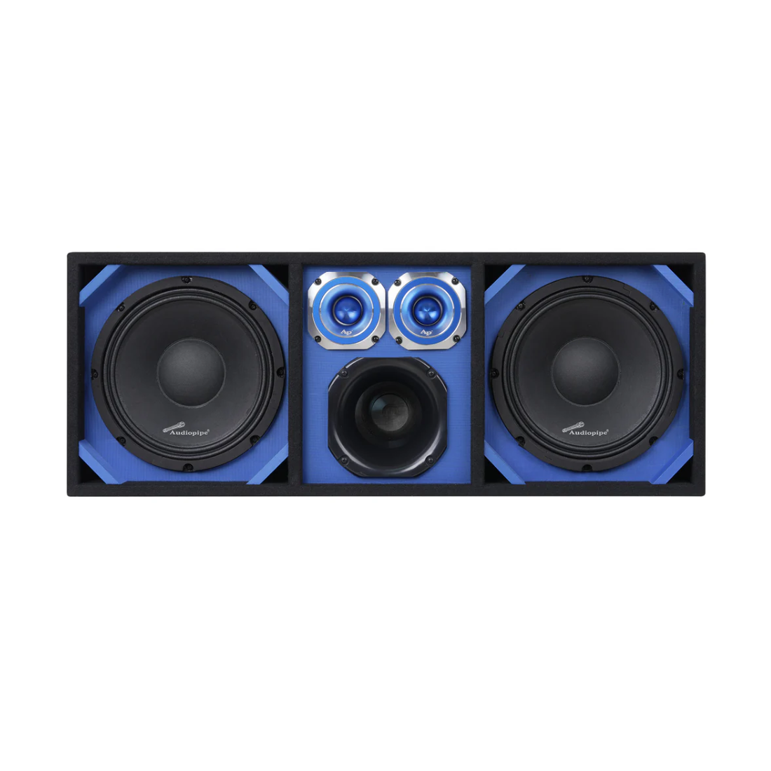 Audiopipe AP-CHU-1028BLU Dual 10" Vented Sub Enclosure w/ 6" Driver 4" Tweeters