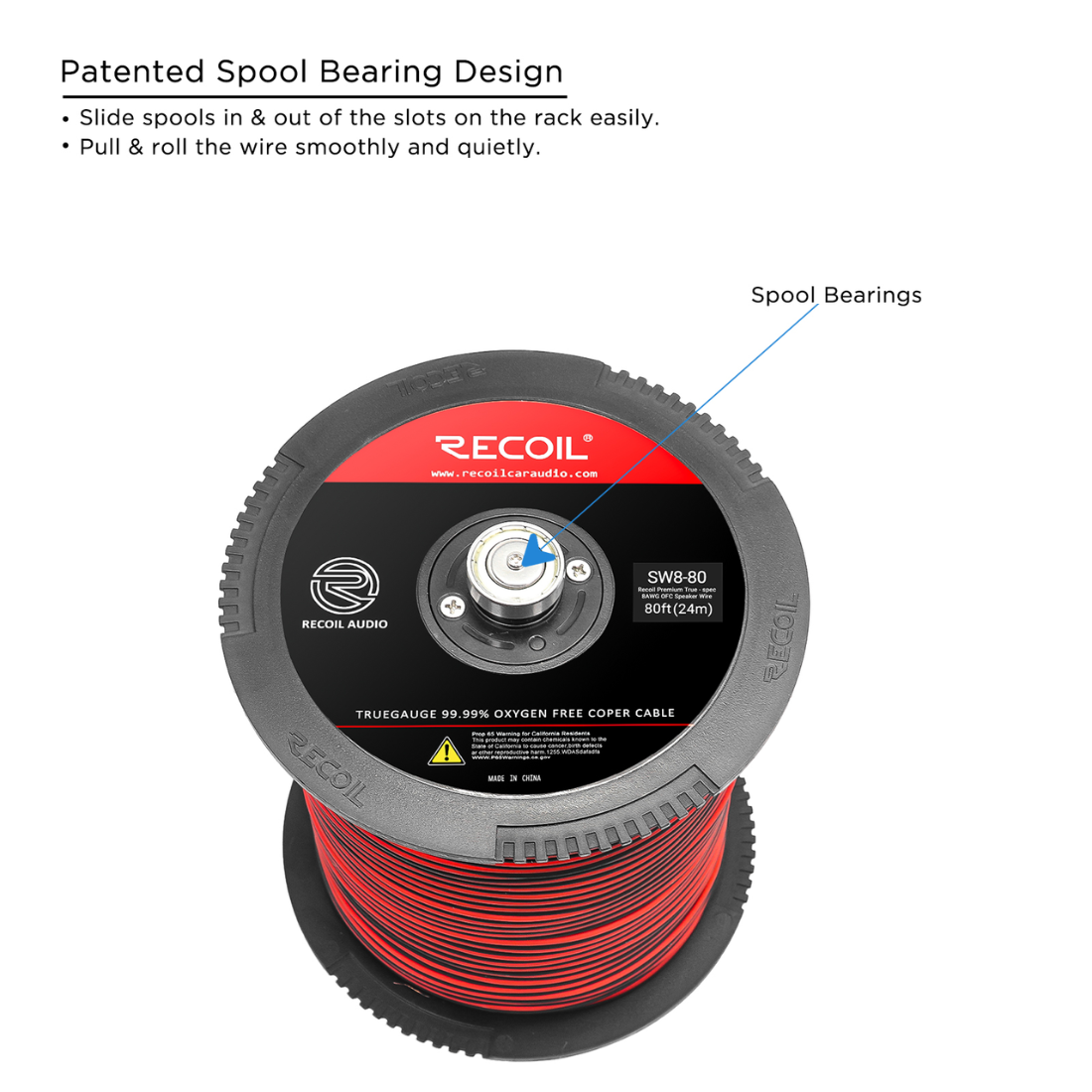 Recoil Audio SW8-80 True 8 Gauge 80FT 99.99% Oxygen Free Copper Speaker Wire