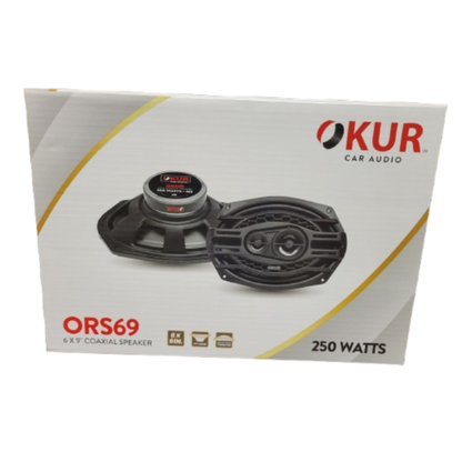 OKUR ORS69 6" x 9" 3-Way 250W Max 4-Ohm 1" KSV Voice Coil Coaxial Speaker (Pair)