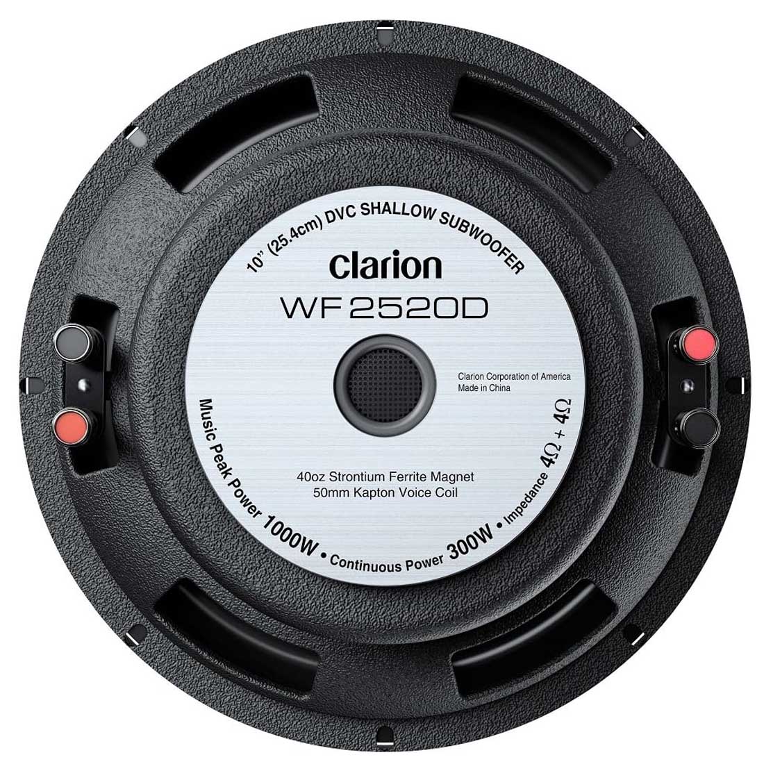 Clarion WF2520D 10" 1000W Max Dual 4-Ohm Voice Coil Shallow-Mount Car Subwoofer